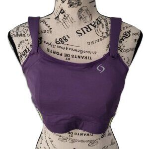 JUBRALEE Moving Comfort Wireless Sports Bra Green Eggplant Purple Women's 36D